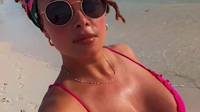 Joy Taylor nude showing off her big breasts on the beach!!!